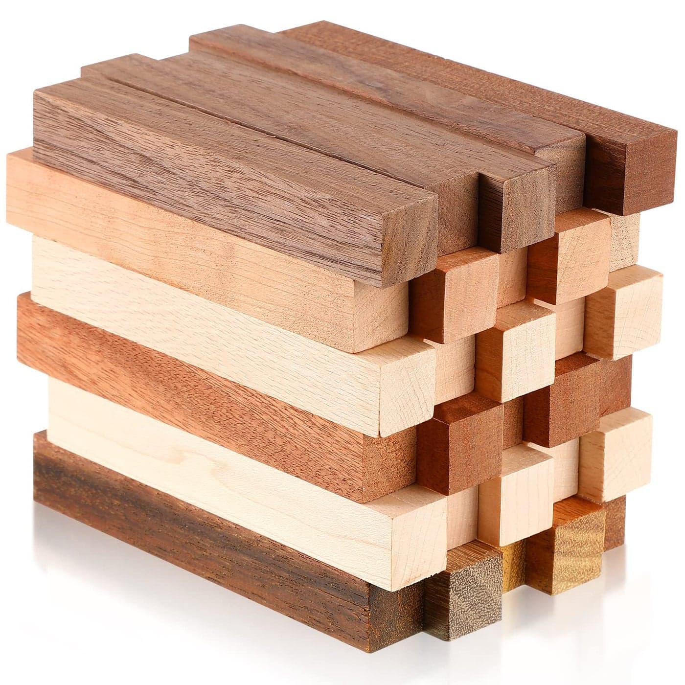 30 Pieces Exotic Wood Pen Blanks Pen Turning Supplies Black Walnut Hard Maple Beech Sapele Cherry and Merbau DIY Crafts Pen Turning Kit for DIY Crafts5 x 34 x 34 Inches