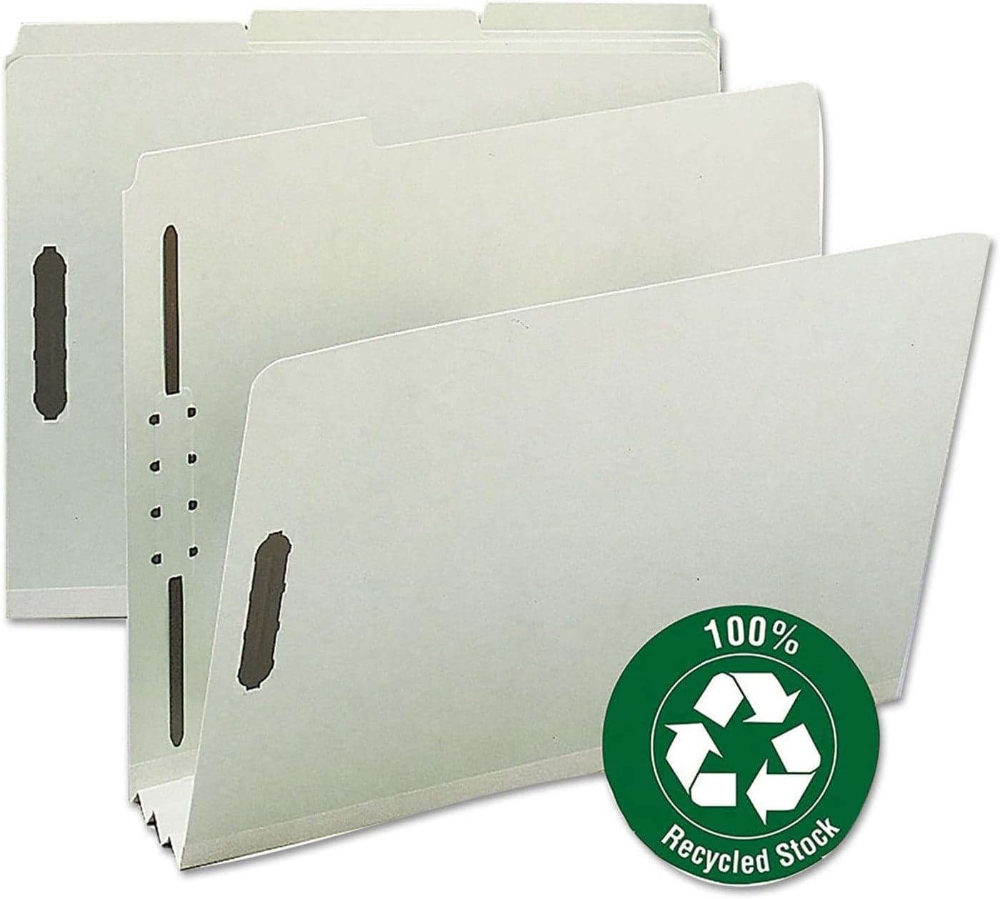 Smead 100 Recycled Pressboard Fastener File Folder 2 Fasteners 13Cut Tab 3 Expansion Letter Size GrayGreen 25 per Box 15005