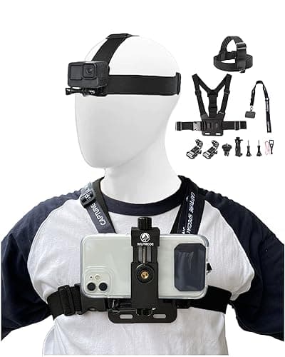 Phone Chest Mount Head Strap Accessories Vlogging Kit for iPhonePOV Phone Holder Compatible With iPhone 17 Pro Max Plus 16 15 14 Hands Free Body Camera Mount for Immersive Fishing Video Recording