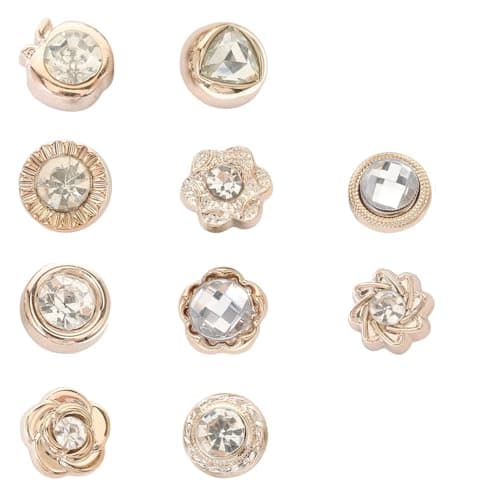 LUVINA 10Pcs Button for Women Shirt Button for Clothing Dress Supplies Clothing Bags Accessories Supplies DIY Crafts, Brooch for Women Shirt Brooch Cover up Buttons (Diamond (10pc))
