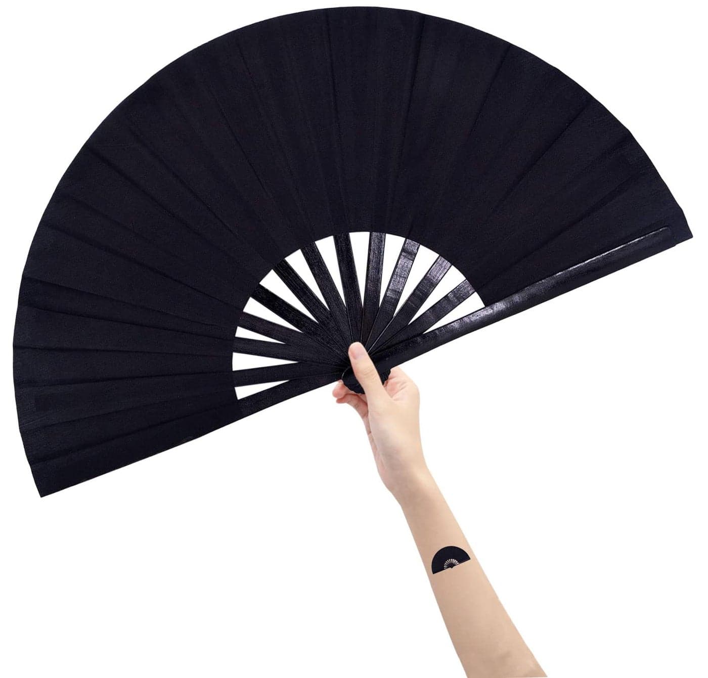 Amajiji Large Rave Fan Folding Hand Popping Fans for Line Dancing Big Clacking Fans Clap Fan for Boots On The Ground DancePartyDecorationFestival Black