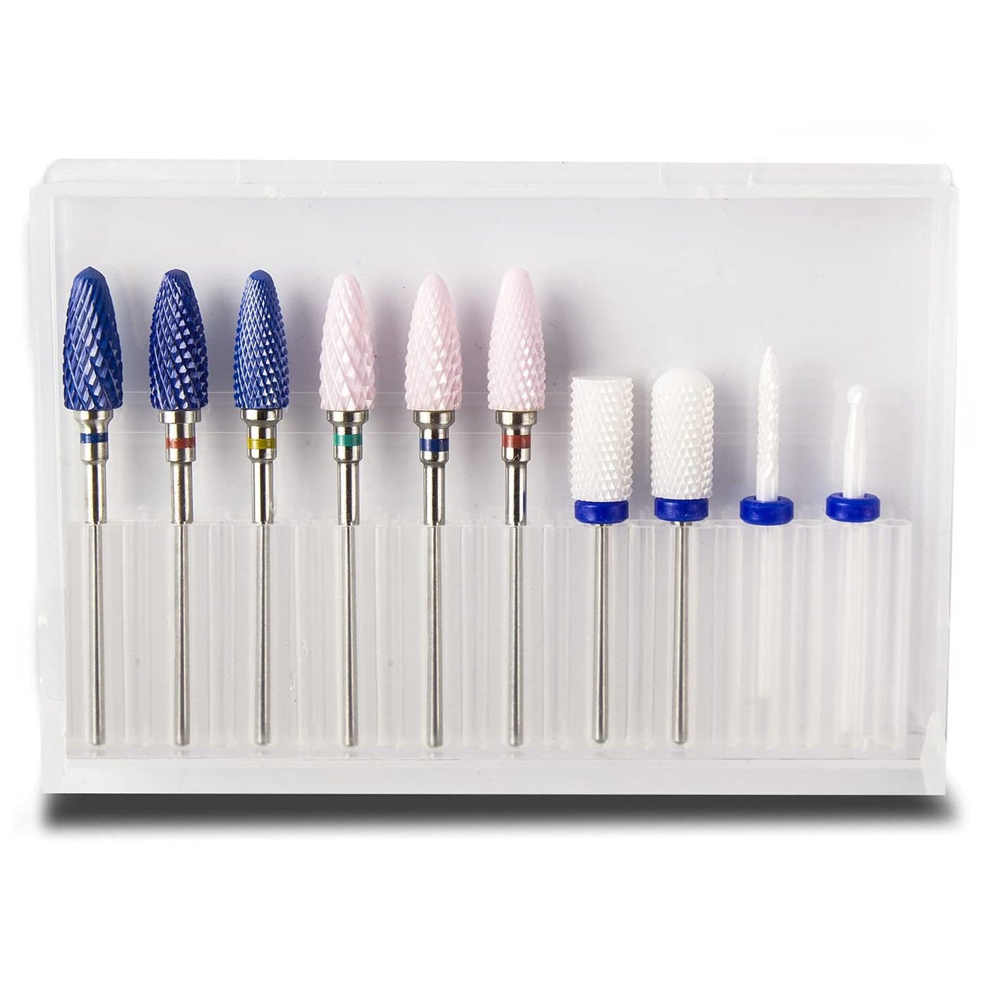 Feecy Nail Drill Bits Set Ceramic for Acrylic Nails Gel Polish Professional 332 Inch Efile Nail Drill Bits Kit for Cuticle Safety Barrel Nail Art Tools with Holder 10pcs S10B