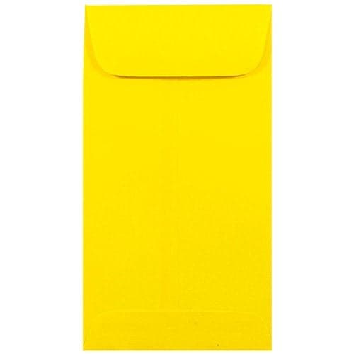 JAM PAPER #7 Coin Business Colored Envelopes - 3 1/2 x 6 1/2 - Yellow Recycled - 50/Pack