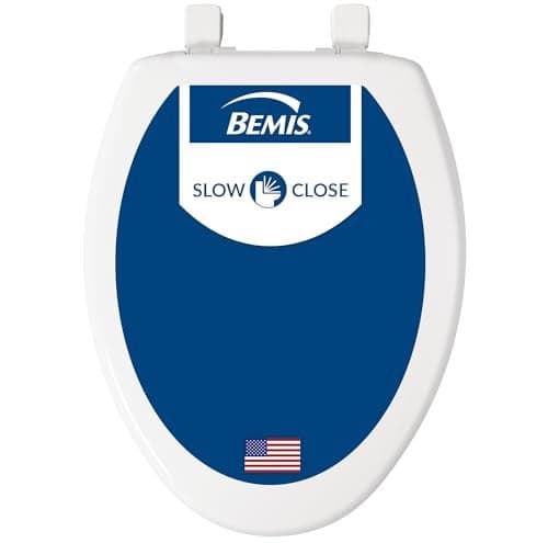 Bemis 7300SLEC Slow Close Toilet Seat, Easy Clean Hinges and Durable Plastic Seat, Made in USA, Elongated, White