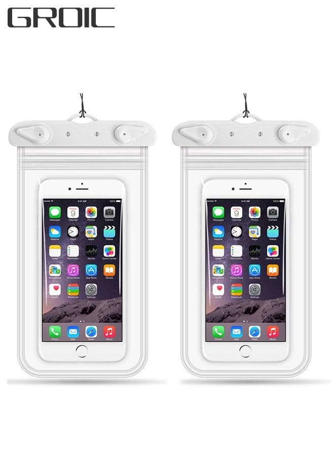 2Pcs Waterproof Bag Case Cover Waterproof Phone Pouch Universal IPX8 IP15 Waterproof Phone Case Dry Bag with Lanyard 20CM*11CM