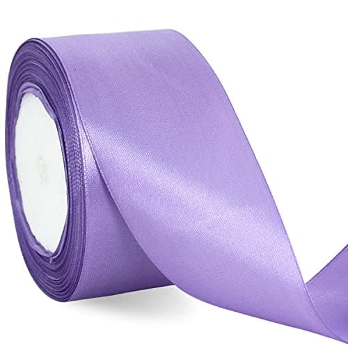 TONIFUL 2 In x 25 Yds Wide Light Purple Satin Ribbon Solid Fabric Ribbons Roll for Crafts Chair Sash Valentines Day Gift Wrapping Invitation Cards Floral Hair Bows Sewing Party Wedding Car Decoration