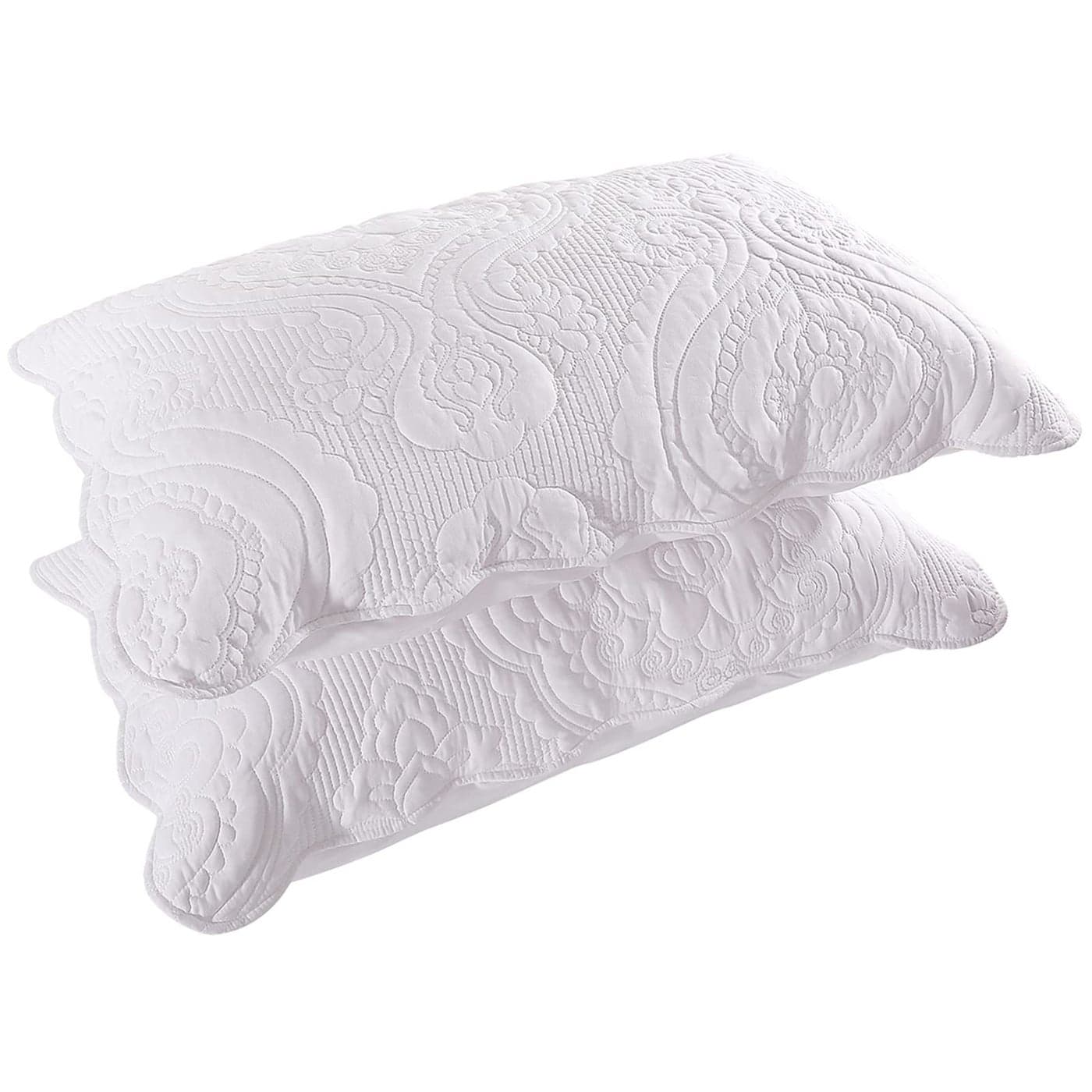 BOSOWOS Quilted Pillow Shams Set of 2 Decorative Microfiber Queen Bed Pillow Shams Soft Breathable Pillow Covers with Envelope Closure White 2Pcs20 x 30inch