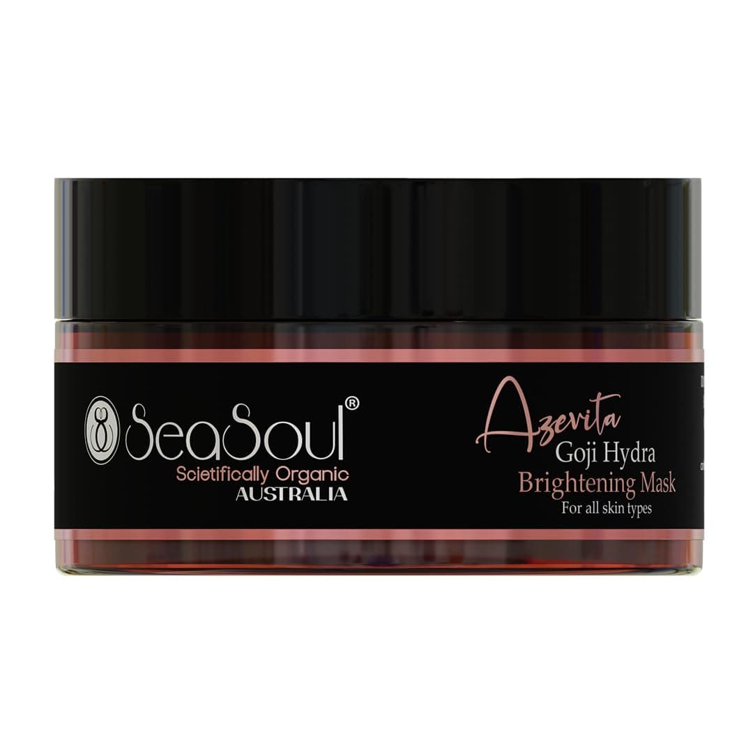 SeaSoul Brightening Hydrating Face Mask 100g With Glutathione Hyaluronic Acid Azelaic Acid Goji Berries For Dull Dry Dehydrated Skin Face Pack for Glowing Moisturized Skin