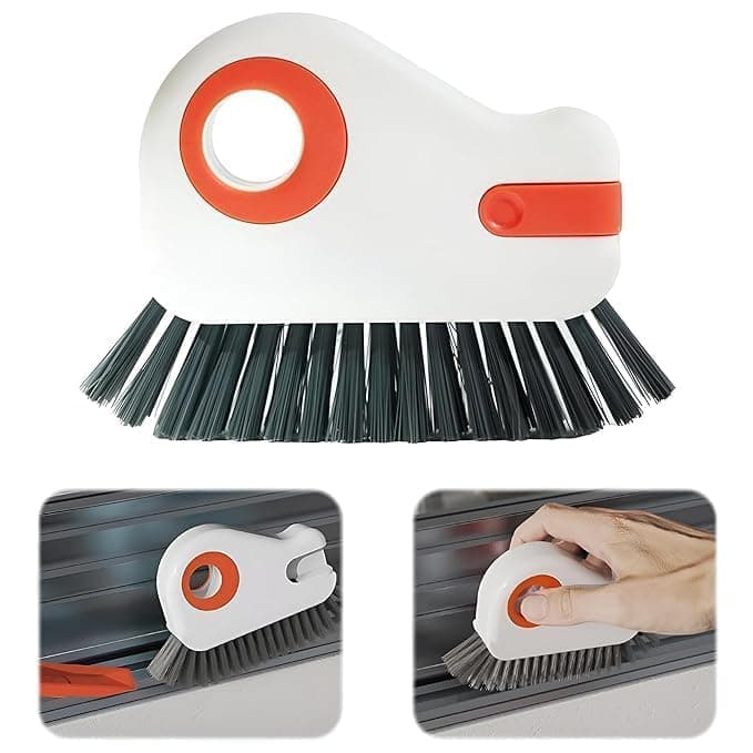 Pihuza 2 in 1 Groove Cleaning Brush for Window Track & Grout Cleaning | Hard Bristle Crevice Brush for Sliding Door Tracks, Window Sills, Seals & Corners | Multipurpose Grip Brush (Pack of 1)