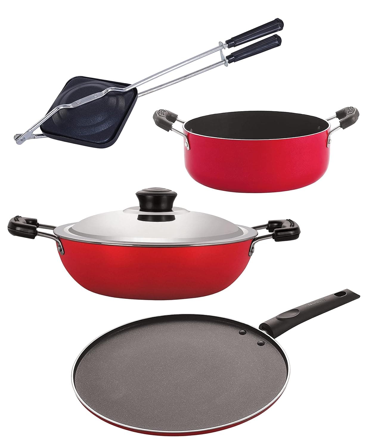 Nirlon Non-Stick Aluminium Cookware Essential Combo Gift Set of 4-Piece with Bakelite Handle (DKD(J)_ST11_HT_CS24)