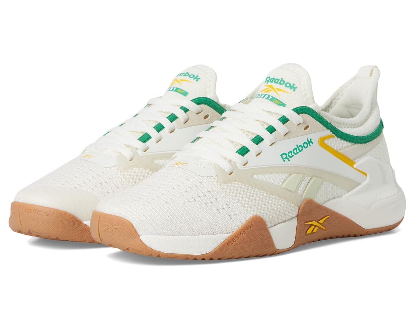 Reebok Women's Nano Court Womens Tennis Shoes, Pickleball Shoes for Women, Chalk/Alabaster/Upgrade Green, Women's Size 5