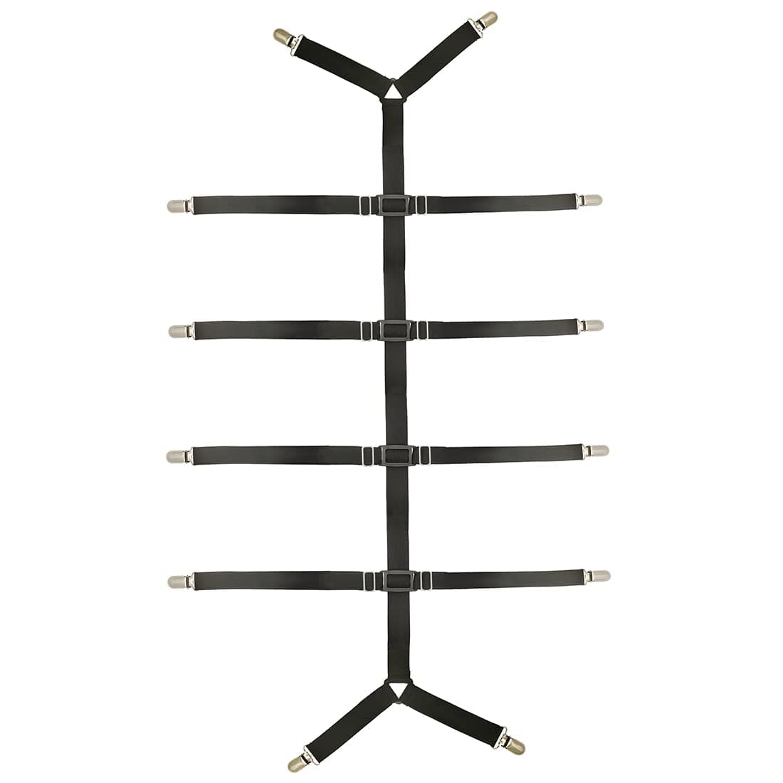 Auivguiv Bed Sheet Straps Adjustable Crisscross Sheet Clips Suspenders to Keep Your Bed Tidy Black