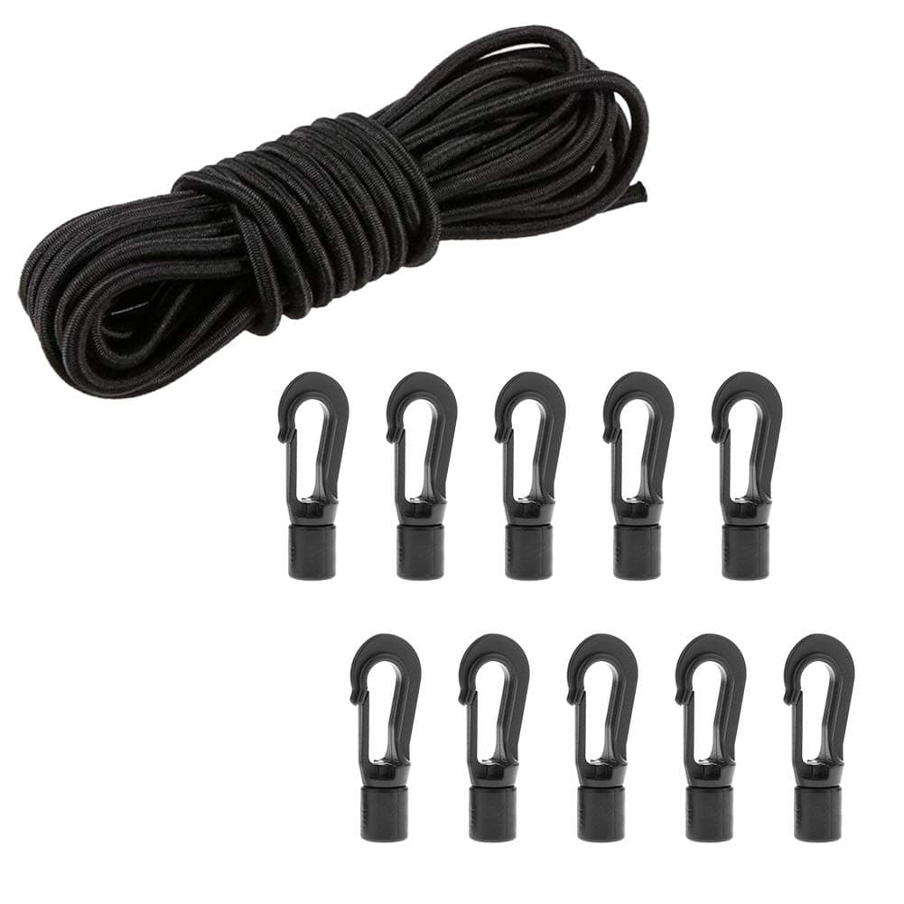 14 x 25 Elastic Bungee Shock Cord Kayak Stretch String Rope with Bungee Shock Cord Hook Suitable for Boat Camping Accessories Exercise Fitness and Outdoor Enthusiasts 25 Feet Rope 10 Hooks