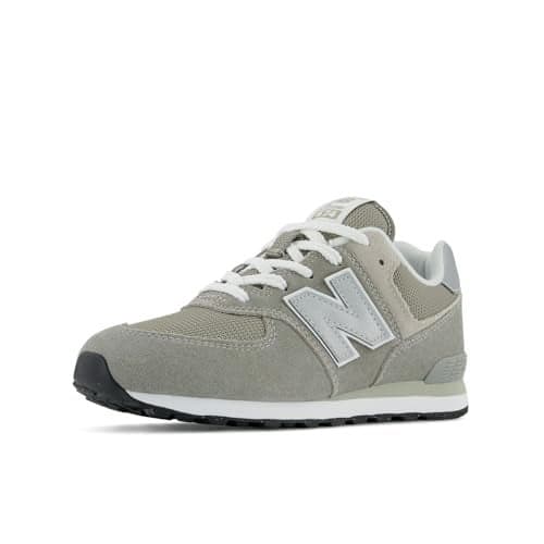 New Balance Kids 574 V1 70s Racing Lace-up Sneaker, Grey/White, 1 M Little Kid (4-8 Years)