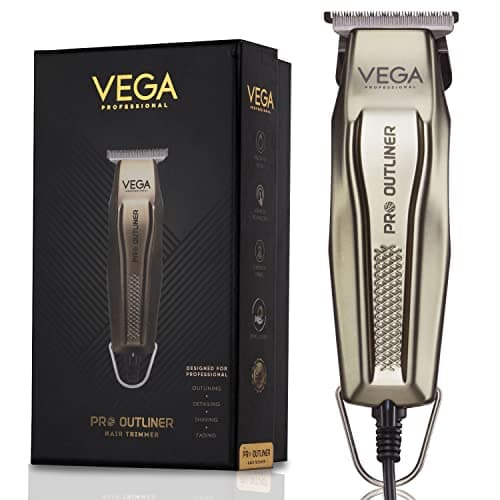 VEGA PROFESSIONAL Men Pro Outliner Corded Electric Hair Trimmer With Dlc Coated Japanese Stainless Steel, 6000 Rpm Motor, Hanging Loop For Perfect For Salon (Vppht-01)