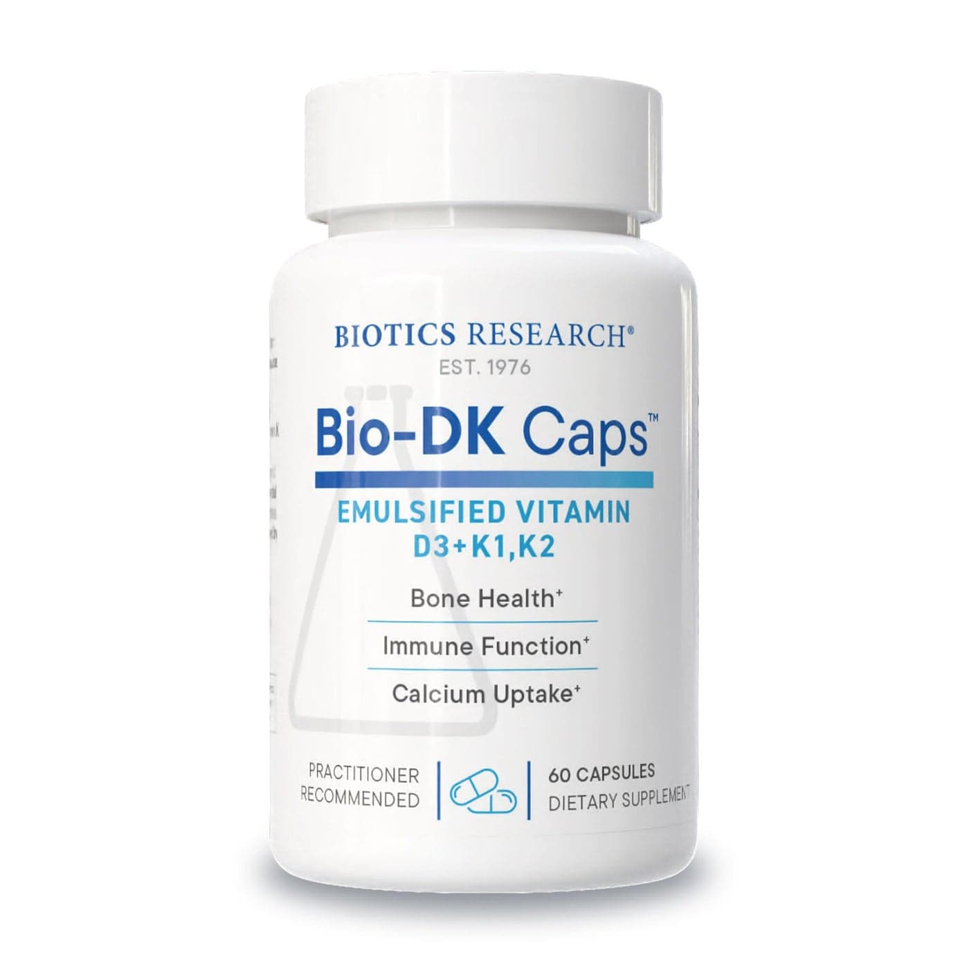 Biotics Research BioDK CapsEmulsified Vitamin D and K Vitamin D3 125 mcg Vitamin K k1k2 550 mcg MK7 Vitamin D3 K2 K1 Stronger Bones Musculoskeletal Strength Healthy Heart BMI 60 Caps