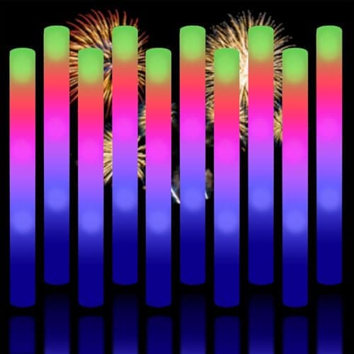 Taotuo Glow Sticks Bulk 200 Pack Foam Sticks Glow in The Dark Party Supplies 3 Flashing Modes Lighting up Foam Sticks for Wedding Party Concerts BirthdayChristmas