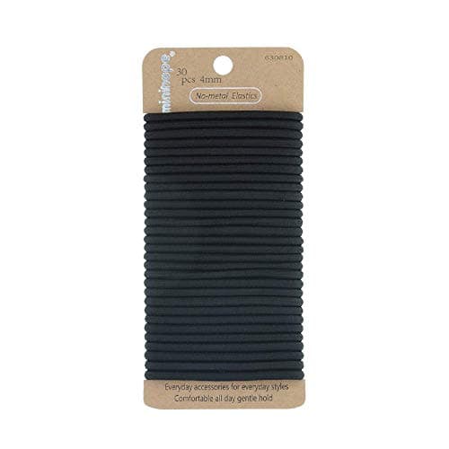 minihope Womens Hair Elastic Thick Tie Black 30 Count Pack of 1 4MM for Medium Hair