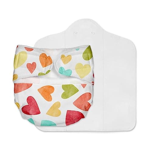 SuperBottoms Newborn UNO Pack of 1 (Shell + Insert) - Washable & Reusable waterproof Adjustable cloth diaper for babies -diaper with Prefold style Pad (Baby Hearts)