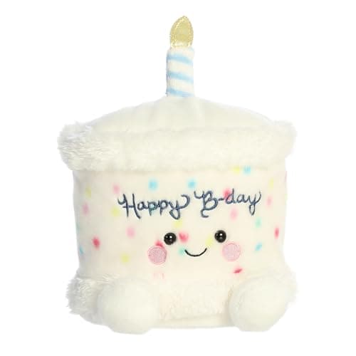 Aurora® Adorable Palm Pals™ Party Sized™ Happy B'Day Cake™ Stuffed Animal - Fun Collectible Plush for Kids and Adult Collectors - Perfect for Decorating Rooms and Birthday Gifts - White 8 Inches