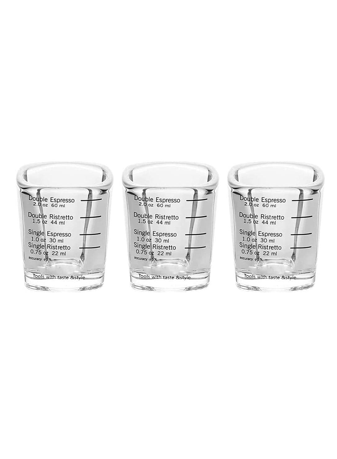 Coffee Measuring Cup,3 Pcs Glass Measuring Cup, Graduated Measuring Jug Kitchen Small Coffee Milk Creamer Jug Milk Coffee Espresso Barista Pitcher Baking Supplies (60 Milliliters)