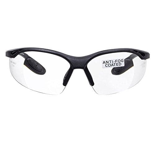 voltX 'Constructor' SAFETY READERS (CLEAR +1.0 Dioptre) Full Lens Reading Safety Glasses ANSI Z87.1+ & CE EN166F, Wraparound Style - Includes Safety Cord with headstop - UV400 anti fog coated lens