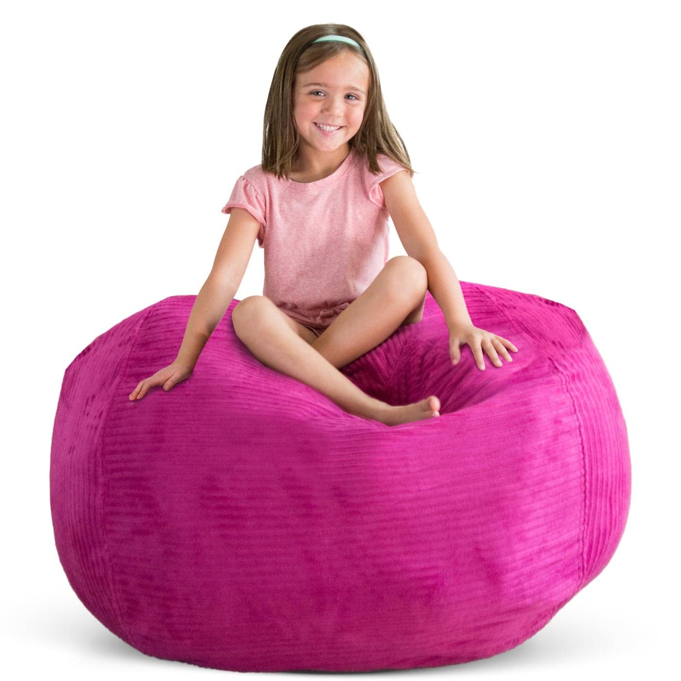 Creative QT Stuff n Sit Extra Large 38 Bean Bag Storage Cover for Stuffed Animals Toys Giant Beanbag Chair for Kids Ages 314 Bedroom Organizer for Easter Hot Pink Corduroy