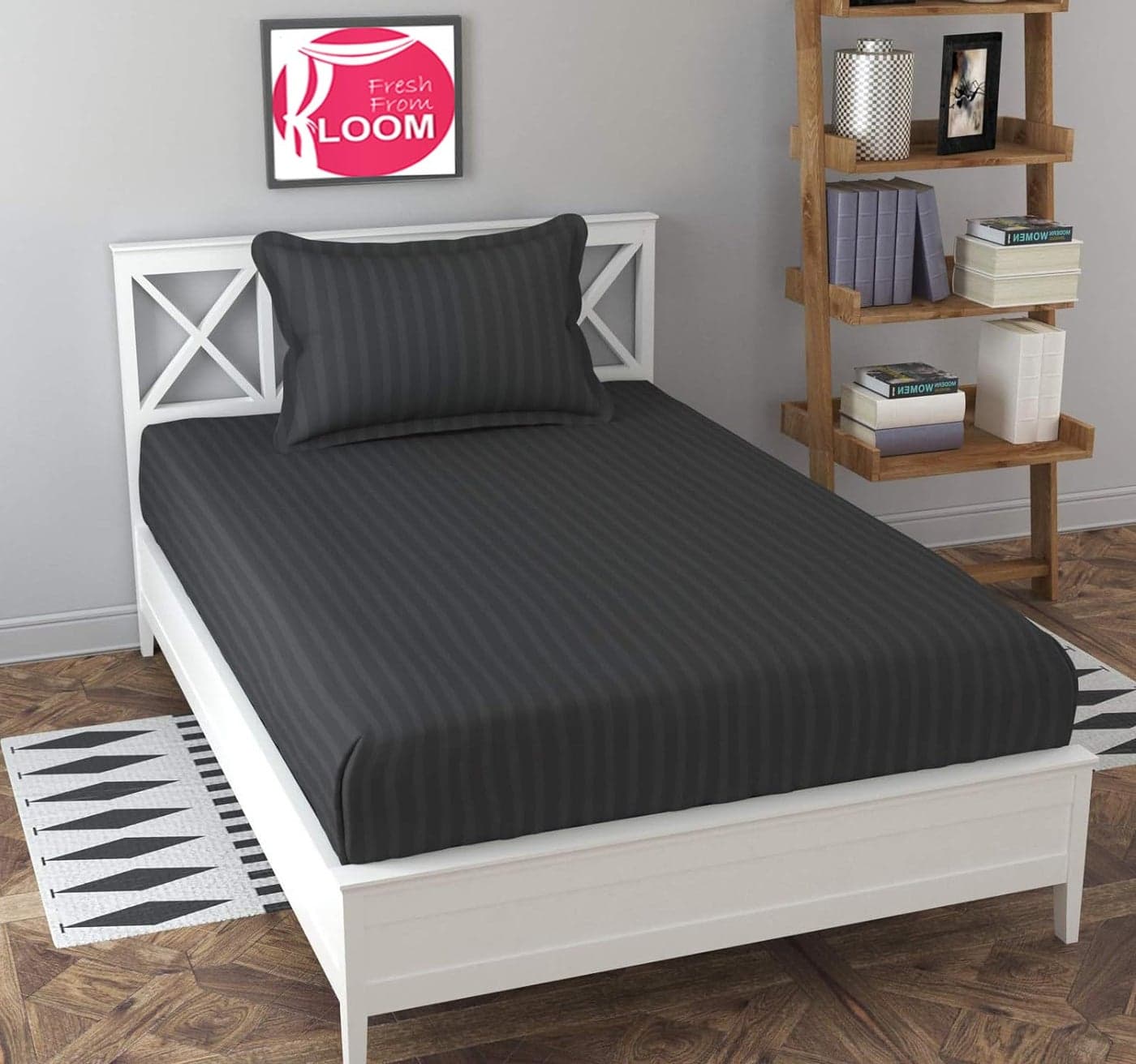 FRESH FROM LOOM Microfiber Wrinkle Resistant | Soft Skin Safe | Breathable Single Size Flat Bedsheets | Hotel & Home | Plain Bedsheet Set with 1 Pillow Covers (60x90 Inches Grey), 144 TC