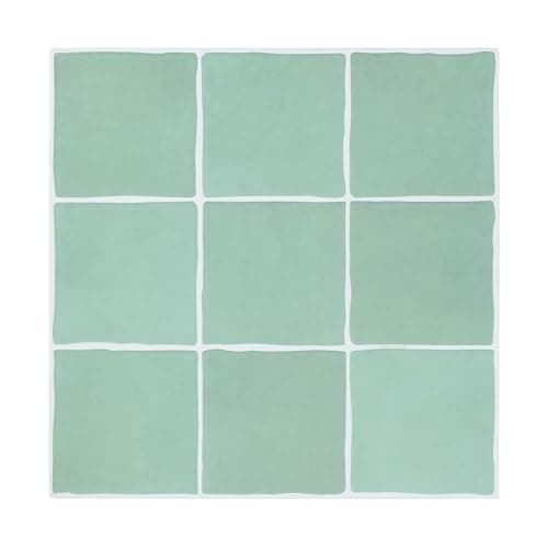 Square Peel and Stick Backsplash - 12”x12” Waterproof Self-Adhesive Wall Tiles - Realistic Ceramic Look Stick on Tiles for Kitchen, Bathroom (10 Sheets, Sage Green)
