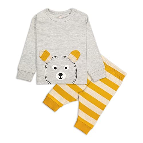 Real Basics Cotton Printed Clothing Sets For Baby Boys & Girls - Unisex Clothing Sets Full Sleeve T-Shirt & Pant, Multicolor, 9-12 Months