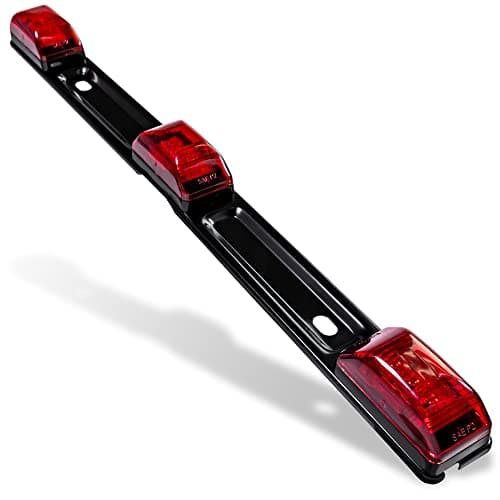 TRUE MODS 15 Inch 9 LED 3 Red Trailer Light Bar DOT FMVSS 108 SAE P2 IP67 Submersible 12V Identification Running Marker ID Center Rear Tail Lightbar Strip for 80 Enclosed Marine Boat Trailers