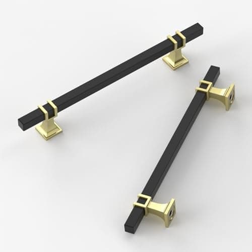 9BUILD 10 Pack Black Gold Cabinet Pulls 63 Inch T Bar Drawer Handles Matte Black Finish Zinc Alloy Stainless Steel