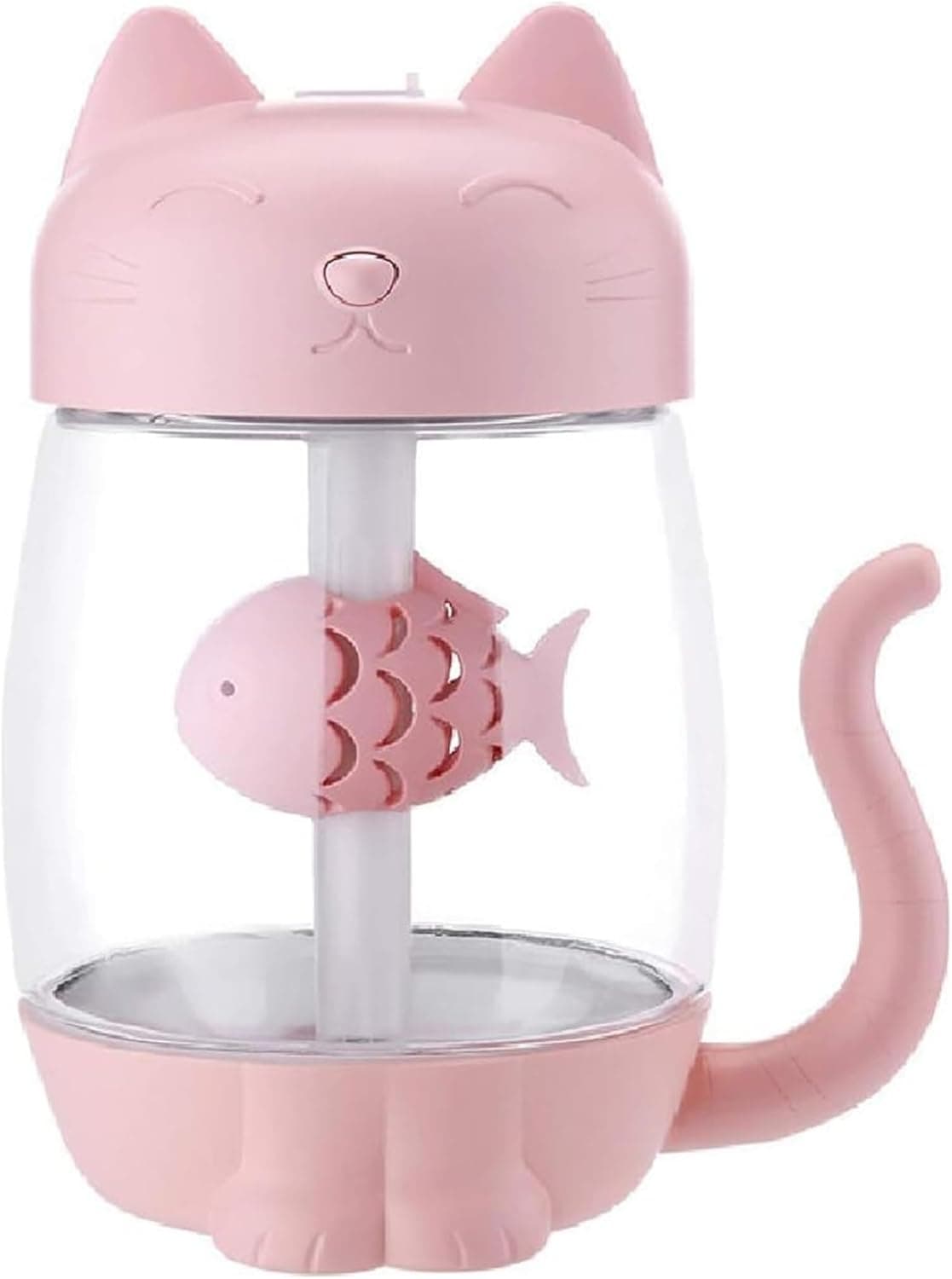 Cool Mist Humidifier, 3 in 1 350ml Polyme Water Mist Mode and Auto Shut-Off, USB Cat Baby Humidifier with 6 Color LED Lights Changing, for Home Car Office, Air Humidifier with Small Fan