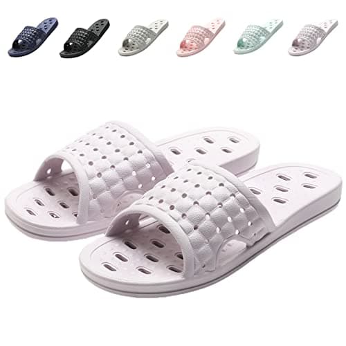 COZYAREA Shower Shoes Quick Dry Non-Slip Bathroom Slippers for Men Women Dorm Home Slides Purple Size 6.5-7 Women/5.5-6 Men