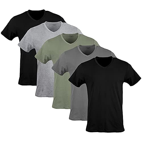Gildan Men's V-neck T-shirts, Multipack Underwear, Black/Sport Grey/Charcoal/Military Green (5-pack), XX-Large US