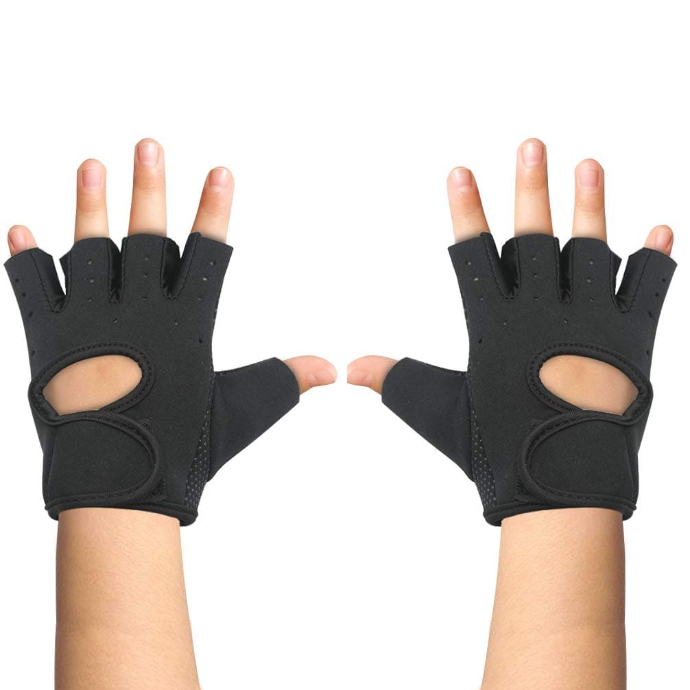 Luwint Kids Fingerless Workout Gloves - Anti-Slip Fitness Mitten for Children Cycling Yoga Weightlifting, 1 Pair