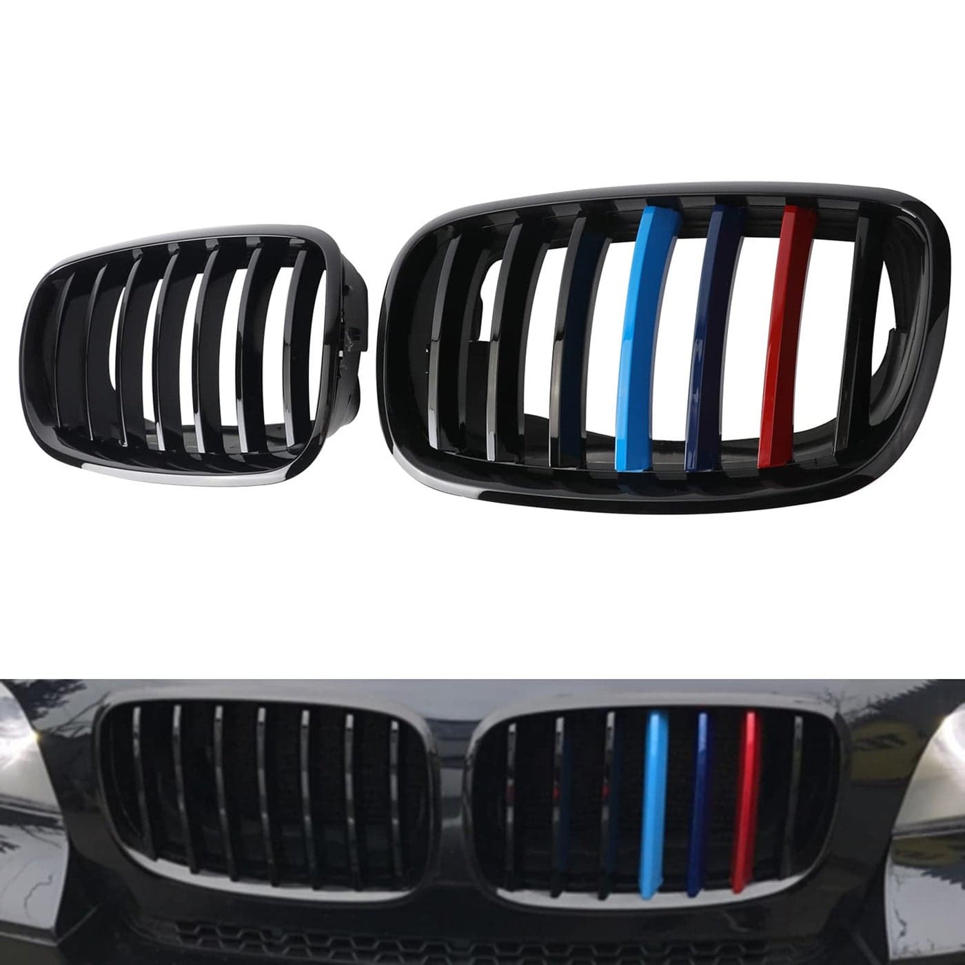BILLDIO Front Grill Color Grille For 20072014 X5 E70 X6 E71 ABS Gloss Black M Color Kidney Grille