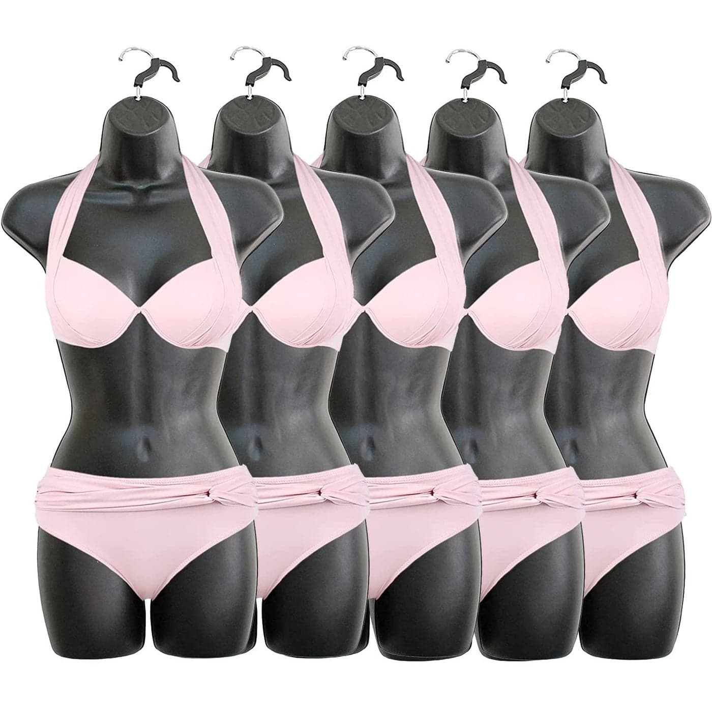 DisplayTown Female Mannequin Hip Long Torso Hollow Back Body Stackable Dress Form with Hanging Hook for Tshirt Display Countertop Craft Show Photos and Design SM Clothing Size Black Set of 5
