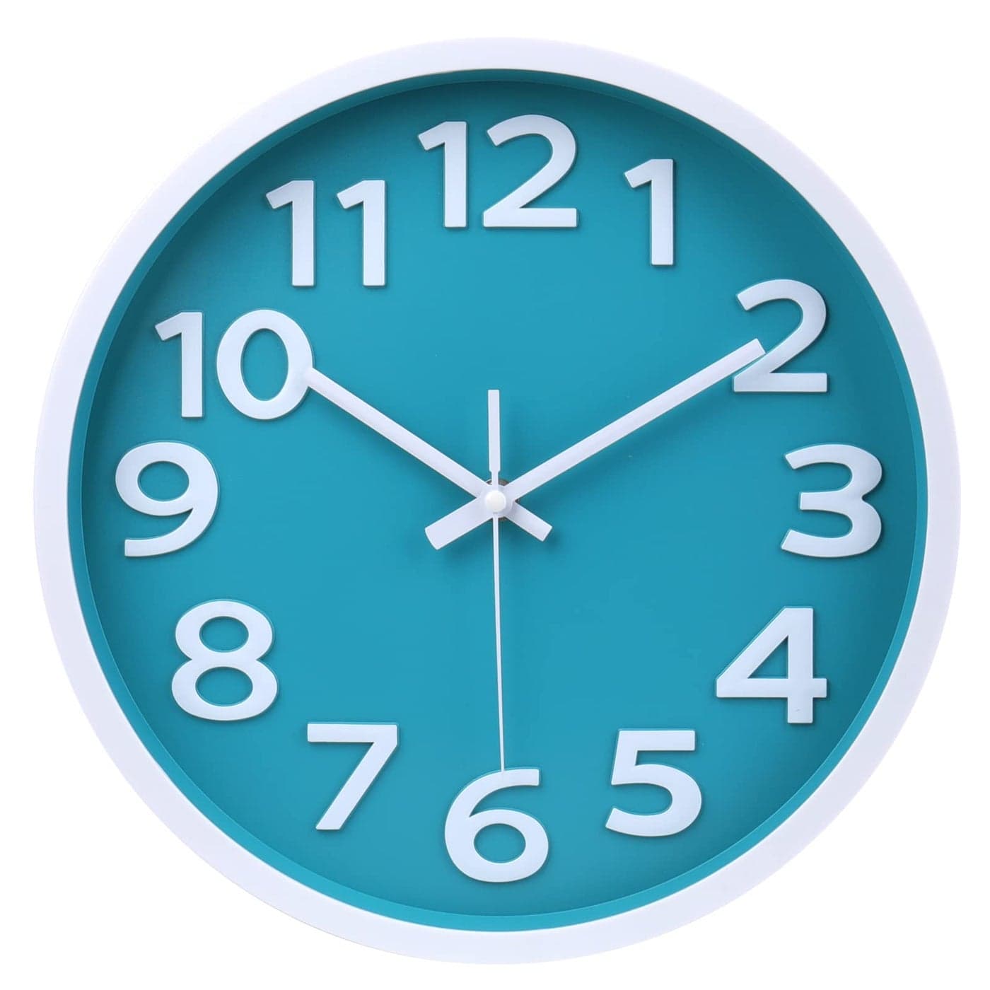 Wall Clock Silent Non Ticking Indoor Outdoor Clock Battery Operated Easy to Read Analog Decorative Clocks for Bedroom Office Home Patio Pool Porch Decor12 Inch Aqua