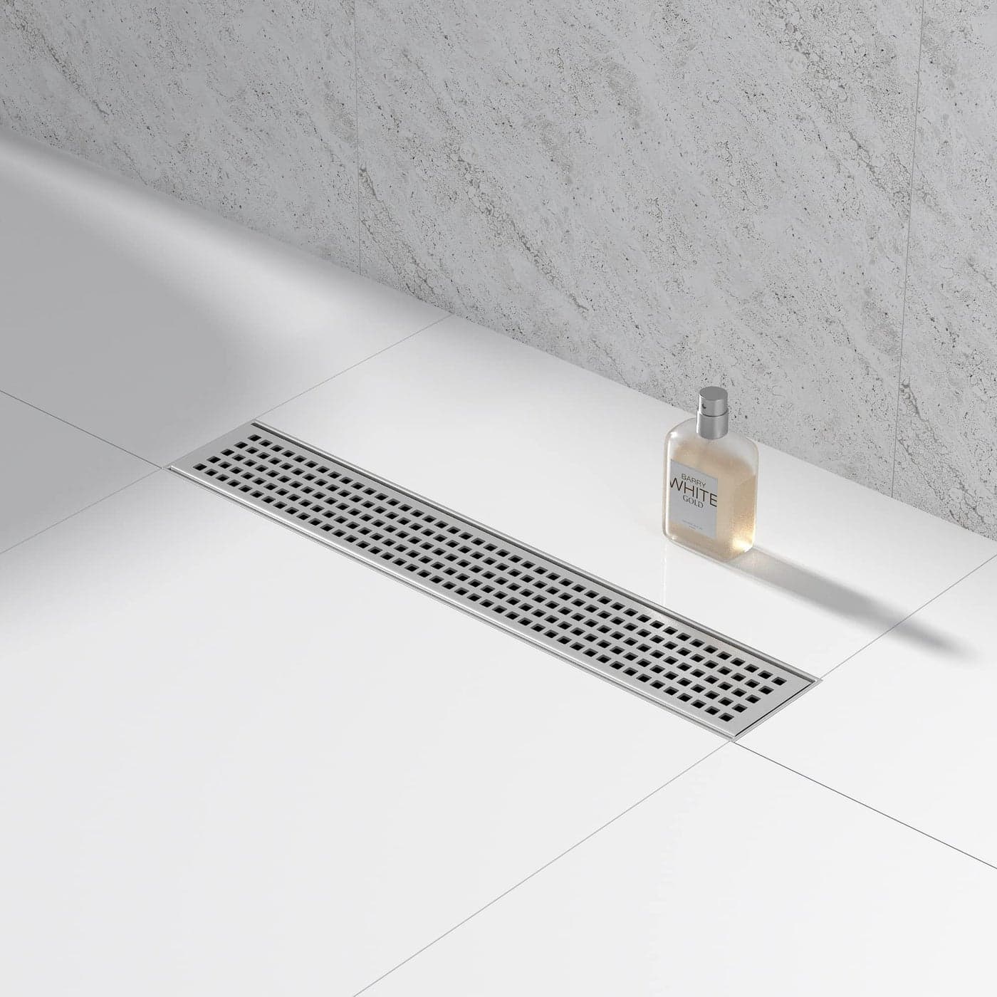 Bernkot Linear Shower Drain 18 304 Stainless Steel Floor Drain with Grid Drain Cover Hair Strainer Rectangular Shower Drain wCUPC Certified Brushed