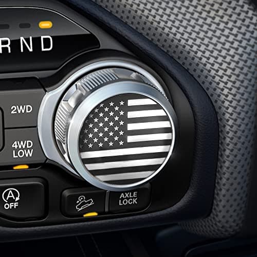 Zhizhong Dial Shifter Trim Plate Etched American Flag Emblem, Gear Shift Switch Knob Cover Fit for Chrysler 300/200/Pacifica, Voyager, Ram 1500, Ram Rebel, RAM 2500, Dodge Durango