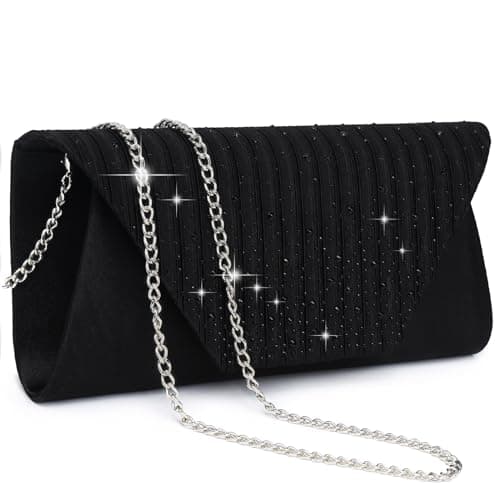 Dasein Women Evening Bags Wedding Purses Handbags Party Clutches Cocktail Prom Clutch with Glitter Rhinestones (Black)