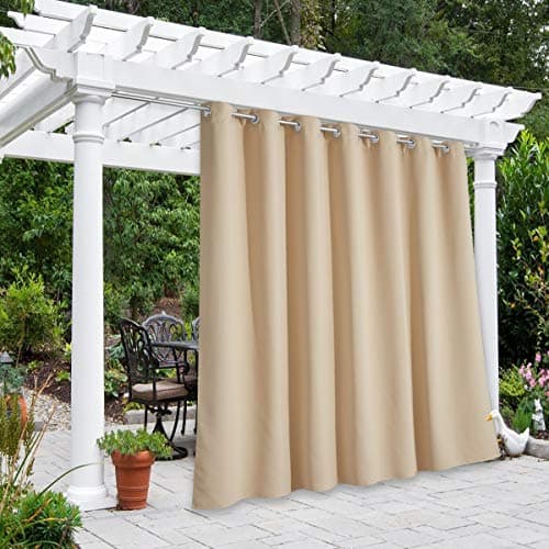 NICETOWN Indoor & Outdoor Curtain for Sliding Door, Extra Wide Room Divider W100 x L95 inch, Waterproof Durable Thermal Insulated Room Darkening Curtain for Porch, Biscotti Beige, 1 Panel