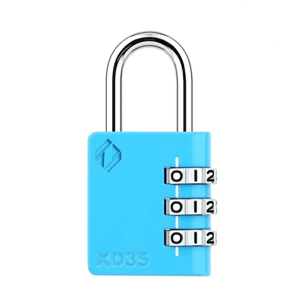 Zarker XD35 Combination Lock 3Digit Padlock for School Gym Sports Locker Lock Fence Toolbox Case Outdoor Hasp Storage 1Pack Blue