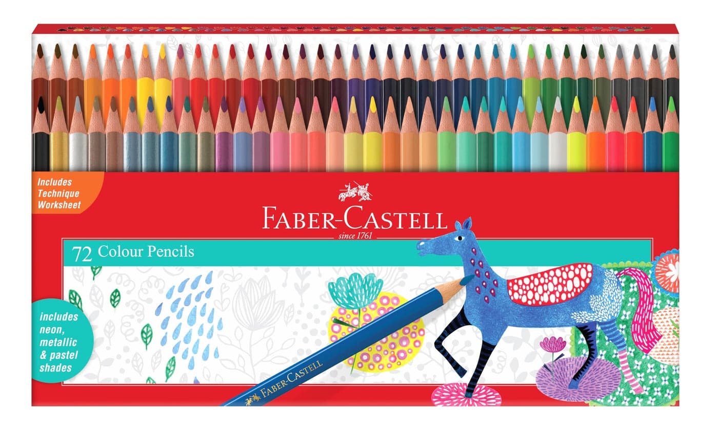Faber-Castell Triangular Colour Pencil Set – Pack of 72 | Super Soft, Smooth & Child-Safe Colour Pencils | Classic Triangular Grip | Perfect for School and Art Projects