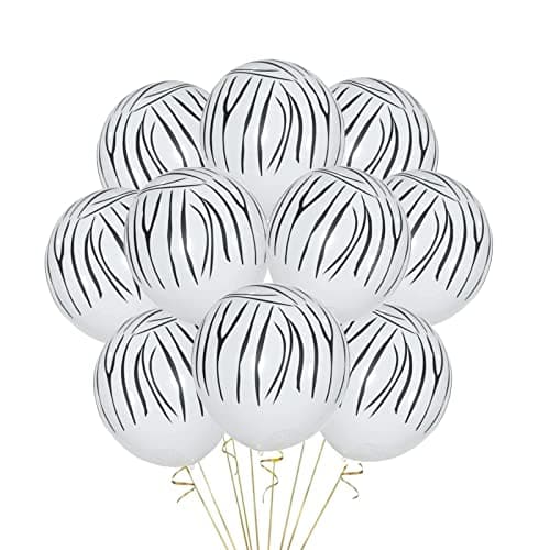 GRAND SHOP Zebra Strips Printed Balloons Black and White 50 Pcs