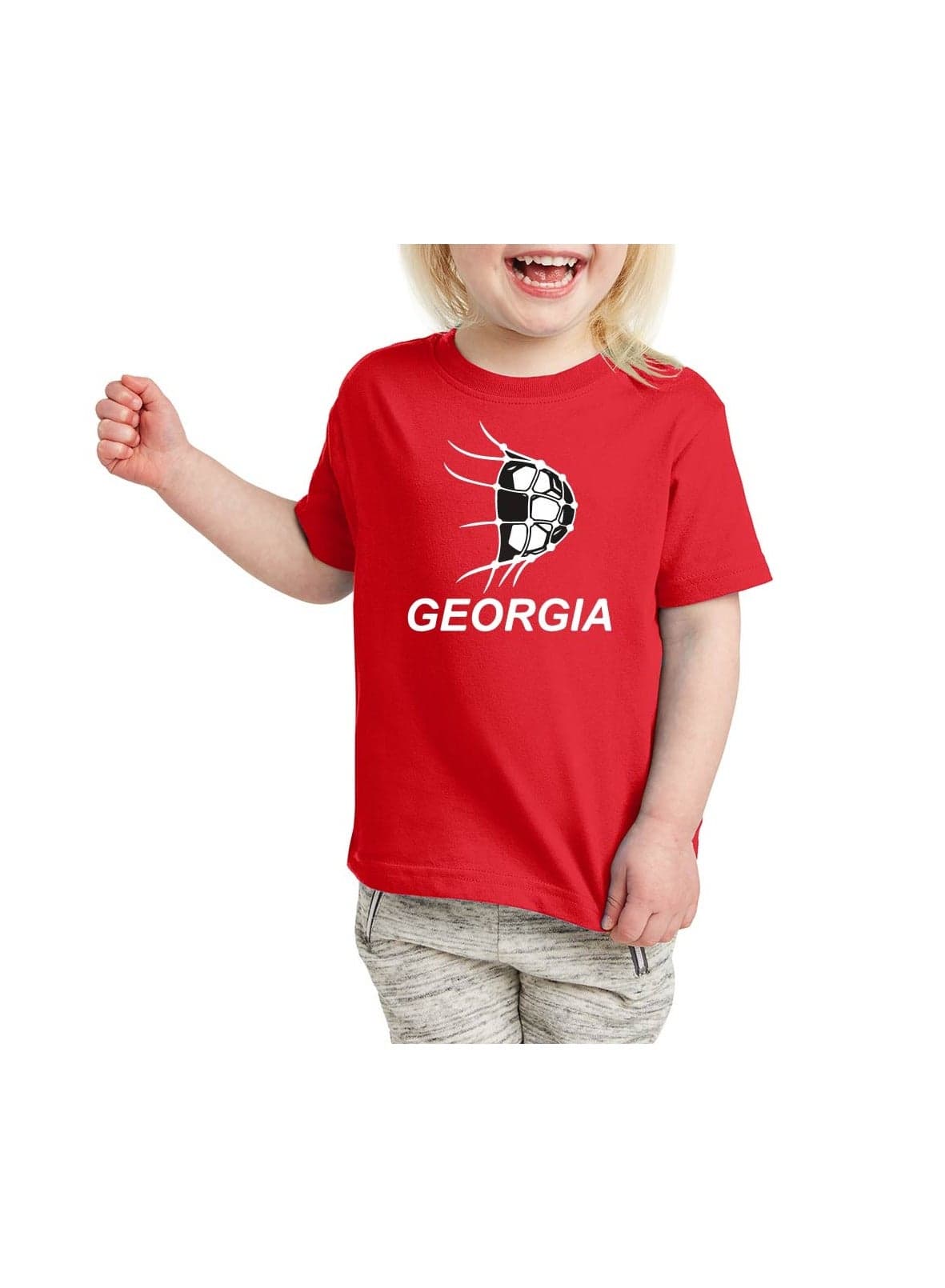 Georgia Unisex Kids T-Shirt - Short Sleeve Round Neck Cotton Tshirt for Boys and Girls - Soft and Comfortable - Gift for Young Football Fans — 9-10YEARS