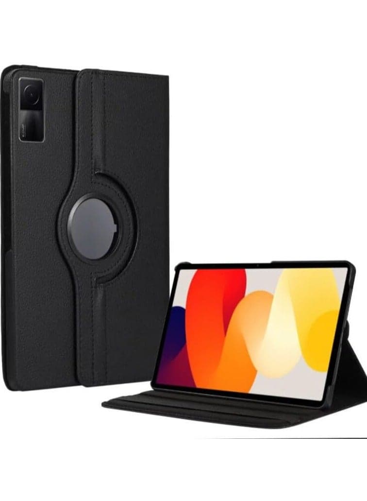 Redmi Pad SE 11 inch 2023 Tablet case for Protector Pebbled Rotating 360 Solid Color Protective Case Holster (Black)