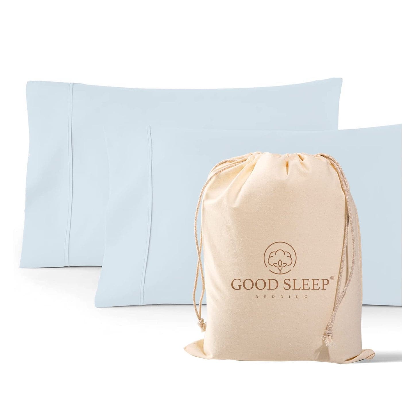 1000 TC Light Blue Standard Pillowcases Set of 2 100 Egyptian Cotton Pillow Cases with Long Staple Cotton Sateen Weave Silky Soft Hotel Like Bed Pillow Covers for Comfy Sleeping Snug Fit