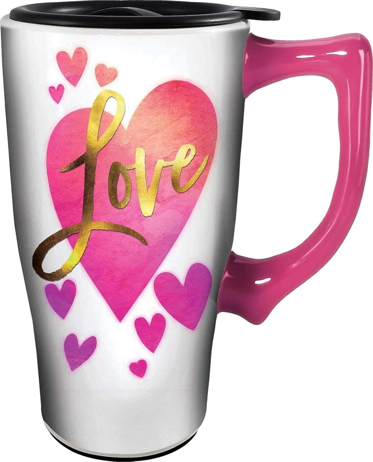 Spoontiques Ceramic Travel Mugs Love Cup Hot or Cold Beverages Gift for Coffee Lovers